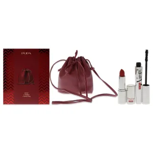 Pupa Milano Vamp! Mascara and Petalips Set by Pupa Milano for Women - 3 Pc 0.32oz Vamp! Mascara - 100 Black. 0.123oz Lipstick - 015. Bucket Bag